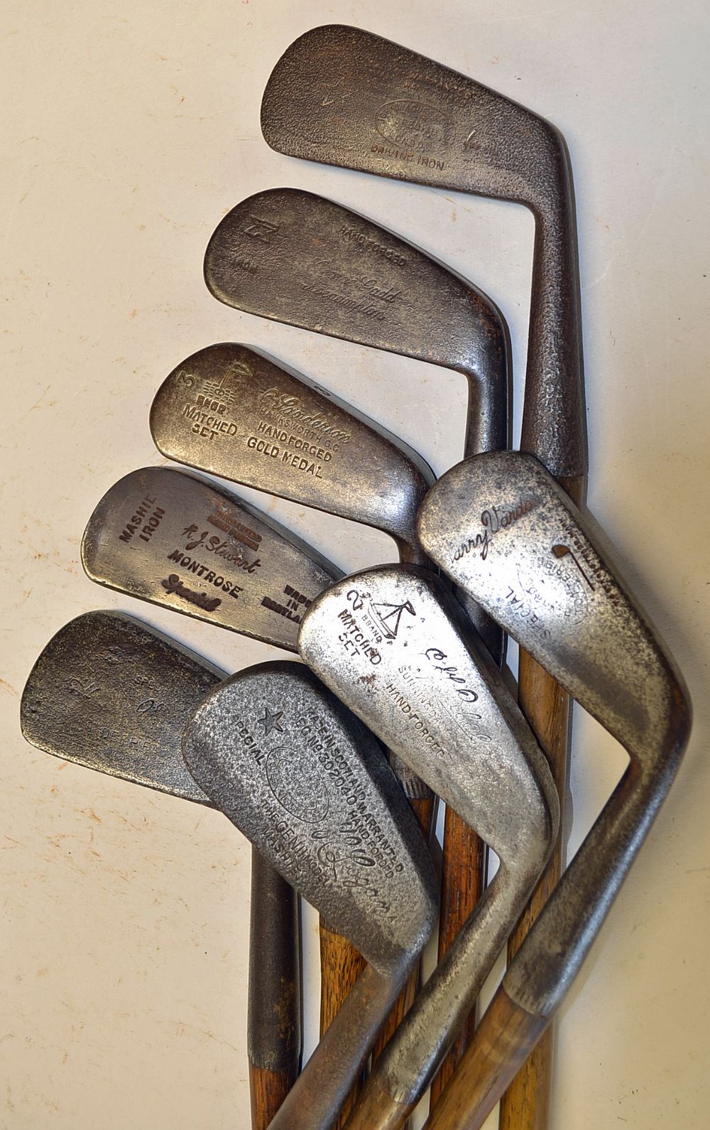 8x various irons to incl St Andrews Golf Co niblick, E MacIness Mote Mill Hill GC niblick, diamond