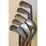 8x various irons to incl St Andrews Golf Co niblick, E MacIness Mote Mill Hill GC niblick, diamond
