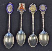 4x Silver and Enamel Golf Spoons to include Rotherley Park GC 1951, 1915 Bush Hill Park GC, Liberton