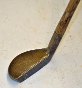 ZoZo style brass mallet head putter with metal face insert showing the J.B Halley cross sword mark