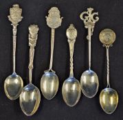 6x Silver Golf Spoons to include BHGC 1910, Halesowen GC 1918, Ross GC 1914, Kilmarnock, CCGC