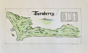 Turnberry Golf Course - hand crafted coloured course plan from The Windsor Collection of Classic