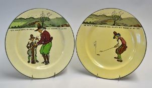 2x Royal Doulton Golfing Series Ware plates - decorated with Crombie style golfing figures and