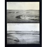2x St Andrews Old Golf Course postcards - Grano Series titled "St Andrews. The Long Bunkers to be