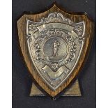 Miniature Silver Golf Shield engraved AGC-RW 11.6.39, measures 10cm approx.