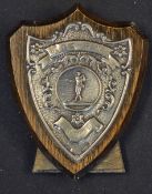 Miniature Silver Golf Shield engraved AGC-RW 11.6.39, measures 10cm approx.