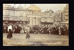 Rare 1908 Ladies Golf Championship St Andrews postcard - by J Patrick showing Miss Titterton driving