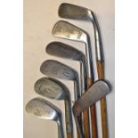 7x various golf irons and putters to incl Archie Thomson Rowans Super 2 iron and mashie niblick,