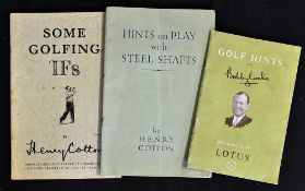 Cotton, Henry (2) and Bobby Locke Golf booklets to incl "Hints on Play with Steel Shafts" and "