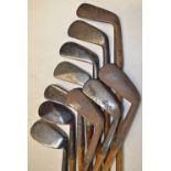 10x various irons from long irons, mashies lofters and niblicks - makers incl Hendry & Bishop,