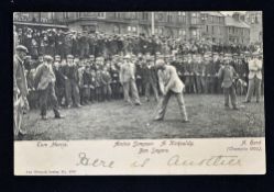 Tom Morris St Andrews Old Golf Course postcard - officiating match showing Archie Simpson, Ben