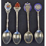 4x Silver and Enamel Golf Spoons to include Ashton on Mersey GC 1932, Manchester GC 1935,