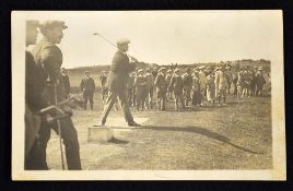 J.H Taylor Open Golf Champion golfing postcard c.1900 - driving from the tee, unused - some slight