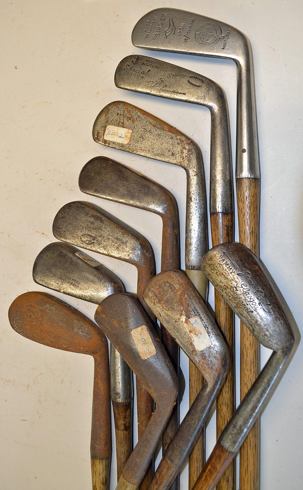 10x various smf and face marked irons to incl Simpson jigger, James Crowley Sammy, Rangefinder