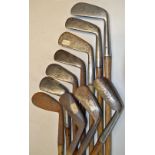 10x various smf and face marked irons to incl Simpson jigger, James Crowley Sammy, Rangefinder