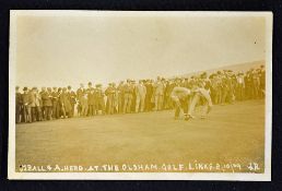 Rare 1909 John Ball and Alex Herd golfing postcard inscribed J ball and a Herd at the bottom golf