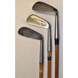 3x various Hardy Bros Palakona irons to incl Geo Nicoll flanged sole no. 3 iron, Jack White