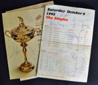 1965 Ryder Cup Golf signed programme and signed draw sheets - signed to the front cover by US