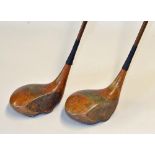 2x interesting and unusual Wm Gibson Kinghorn Pat "De-Sole" brassie and spoon persimmon woods - both