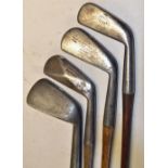 4x assorted irons to incl 2x James Braid (Walton Heath) mashie and smf spade mashie, D McEwan smf