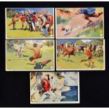 Collection of 5x early North British Rubber Co "Chick Golf Ball" Advertising colour comical
