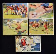 Collection of 5x early North British Rubber Co "Chick Golf Ball" Advertising colour comical