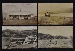 Collection of 4x various Fairbourne (Wales) golfing postcards - from early 1900's onwards - 2x used,