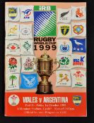 1999 Rugby World Cup Wales v Argentina signed programme - played at the Millennium Stadium and