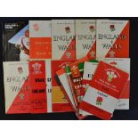 Collection of Wales v England Five Nations rugby programmes from 1966 onwards (H&A) to incl '62 (