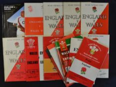 Collection of Wales v England Five Nations rugby programmes from 1966 onwards (H&A) to incl '62 (