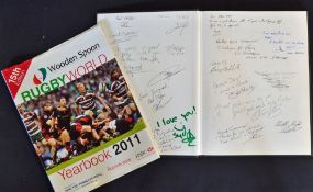 2011 "Wooden Spoon" Rugby World Cup Year Book signed by over 25 participants - incl many French