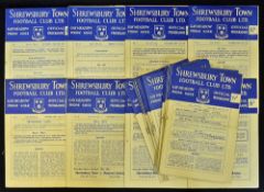 1957/58 and 1958/59 Shrewsbury Town football programmes all home matches, all appear with no major