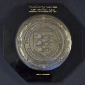 1954 Charity Shield black Bakelite plaque date 29 Sep 1954 Wolverhampton Wanderers v West Bromwich
