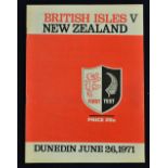 1971 British Lions v New Zealand rugby programme-1st test match played at Dunedin with the Lions