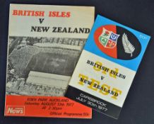 1977 British Lions v New Zealand rugby programmes - for the 3rd test match losing 19-7 in Dunedin