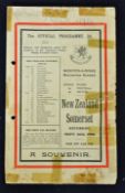 Rare 1924 Somerset v New Zealand All Blacks Invincibles rugby programme - played at Weston-s-Mare on