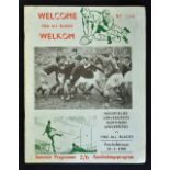 1960 Northern Universities (South Africa) v New Zealand All Blacks rugby programme - played on