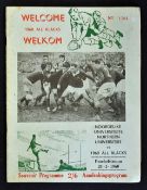 1960 Northern Universities (South Africa) v New Zealand All Blacks rugby programme - played on