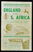 1956 England FA Tour v South Africa football programme in Durban date 30 June with marks present,