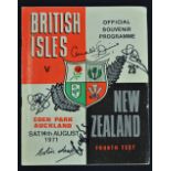 Scarce 1971 British Lions (14) v New Zealand (14) signed rugby programme - 4th Test played at