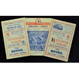 3x 1950 Wales Rugby Grand Slam programmes - v England (A) with very neat team changes, v Scotland