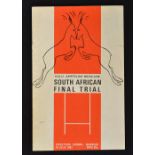 1967 South African Final Trials rugby programme - played ahead of tour by France played at Kings