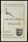 1956 England FA Tour v South Africa Signed football programme Fourth Test Match in Salisbury,