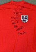 1966 England Signed Football Shirt signatures include Peters, Hunt, J Charlton, Wilson, Stiles,