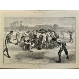 1871 rare and early rugby engraved print from The Illustrated London News - from the much sought-