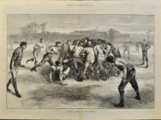 1871 rare and early rugby engraved print from The Illustrated London News - from the much sought-