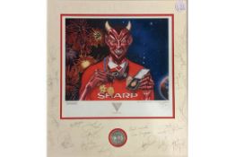 Limited edition lithograph 'abracadabra' Manchester United treble winners 1998/1999 fully signed