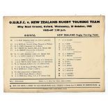 1963 Oxford University v New Zealand All Blacks rugby programme - played at Iffley Road Ground on