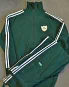 1976 Mike Gibson Ireland Rugby Tour to New Zealand tracksuit - to incl Adidas green and white