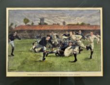 1903 Fine England vs Scotland hand coloured rugby print - played at The Athletic Ground Richmond -